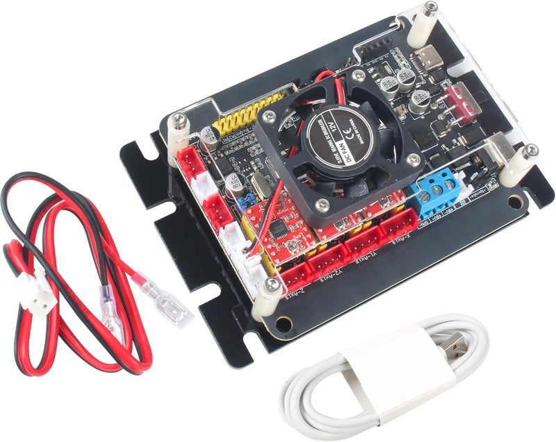 RATTMMOTOR 2-Axis 3-Axis GRBL Controller Board 36V DC Input, Support 300W/500W 48VDC Spindle Motor USB Port CNC Engraving Machine Control Board 32 bit with Cooling Fan for CNC Router Engraver Machine - Image 1